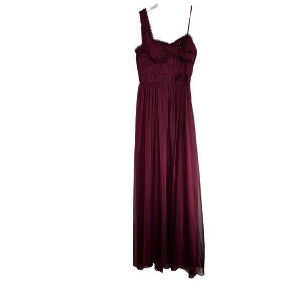 NWT Adrianna Papell Collection One Arm Womens Formal Long Maxi Dress Burgundy 10 - Picture 1 of 6